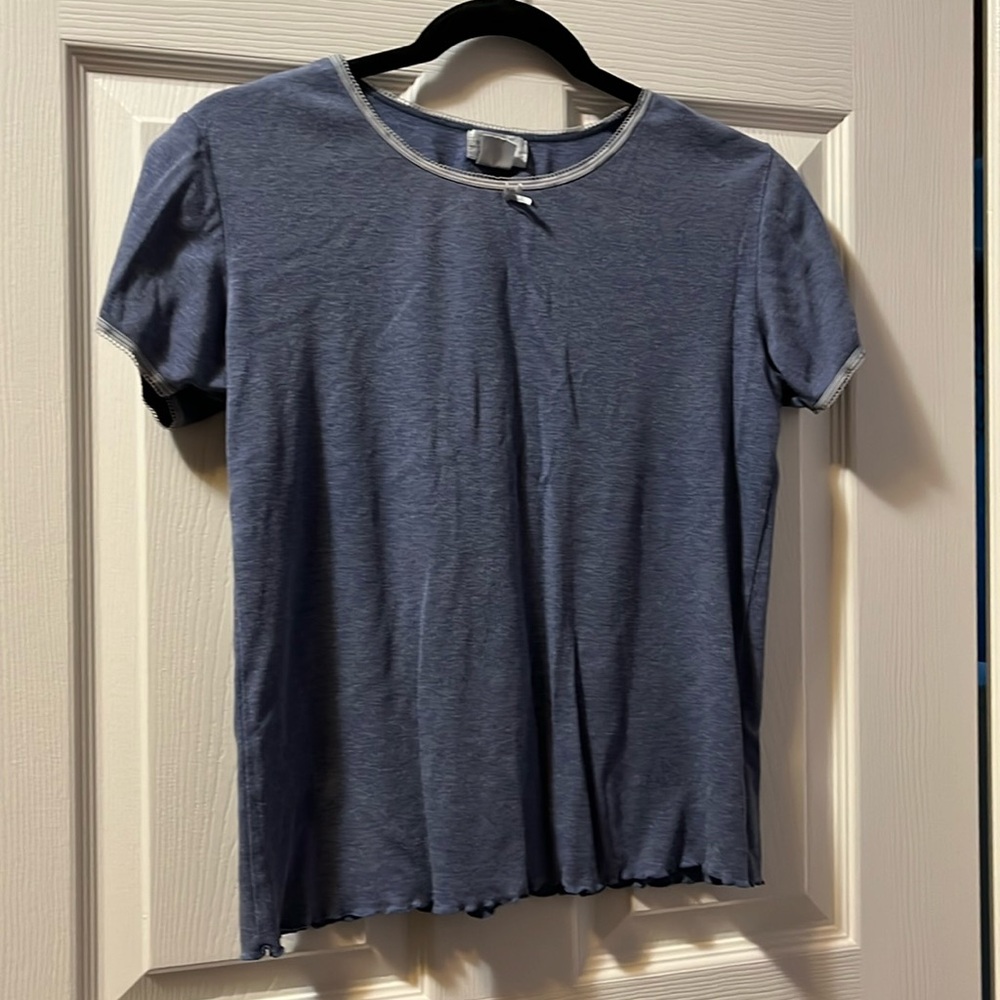 Women's Pyjama Top T-Shirt Tee Blue Bow Small-Medium Easy Wear Casual Lounge